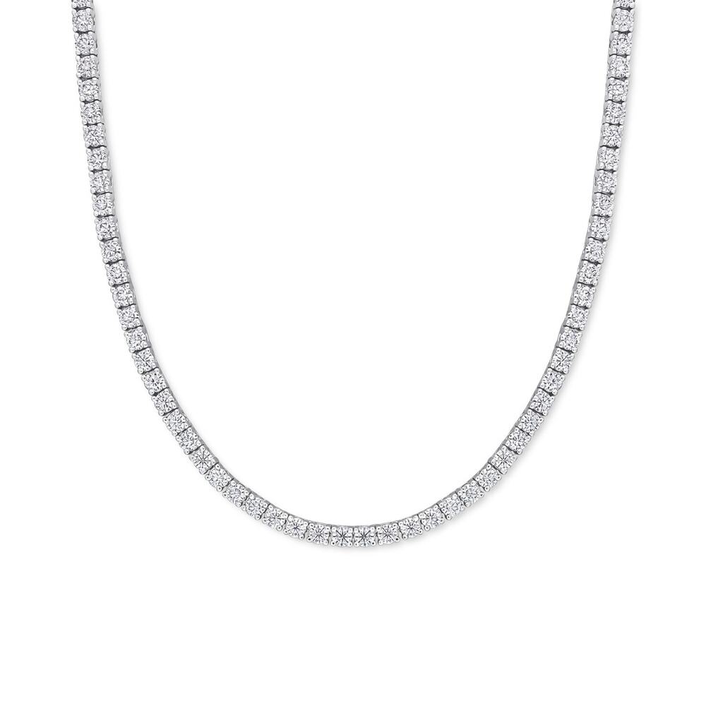 Lab-Grown Moissanite 17" Tennis Necklace (12-1/2 Ct. ) in Sterling Silver j-29